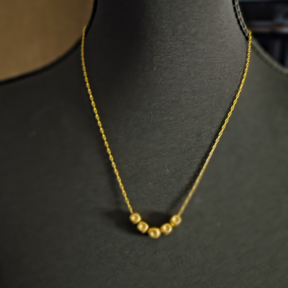 Delicate Goldtone Bead Necklace - Minimalist Women's Jewelry
